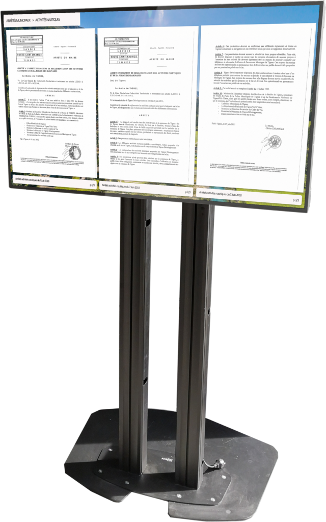Diffusion de l'affichage légal - Affichage dynamique en Collectivité et Administration publique : écran vitrine, écran haute luminosité.